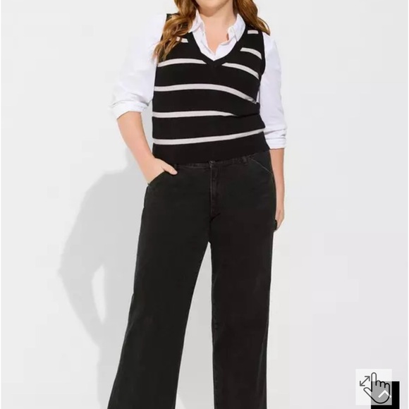 Torrid Black Striped Sweater Vest - Picture 2 of 5